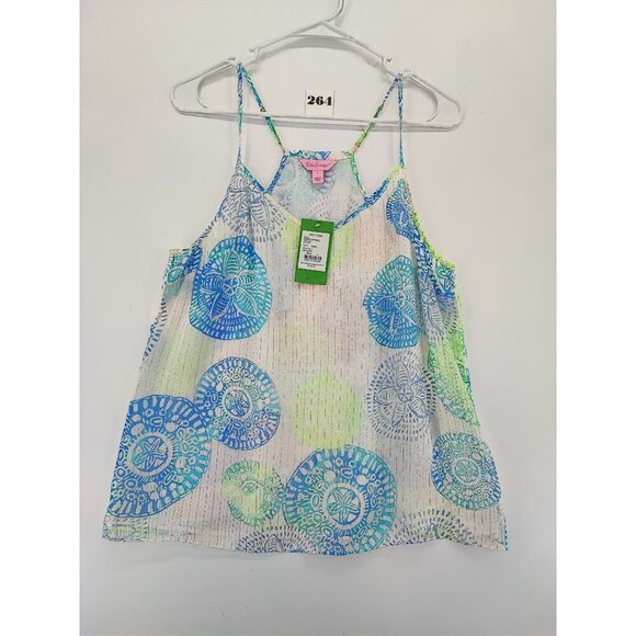 Lilly Pulitzer Women's White Silk Dusk Tank Top Size L - Picture 1 of 6